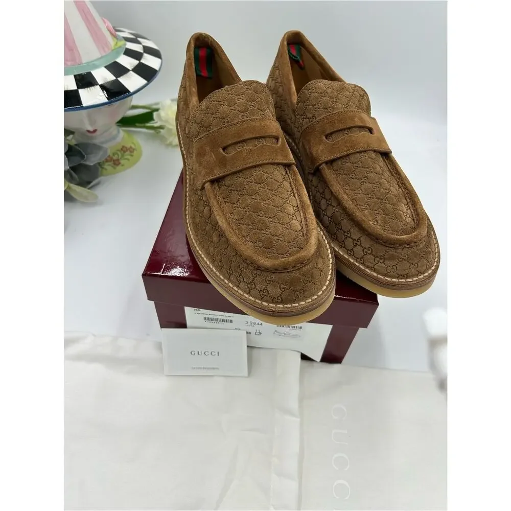 Men's Gucci, GG monogram web loafers size 11 fits 11.5 US made in Italy